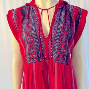 Vivid colors, embroidery on unique tapestry cloth. Hooded dress. NWOT!